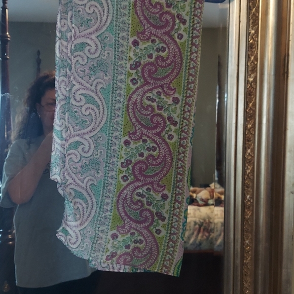 Purple and green print scarf - Picture 1 of 2